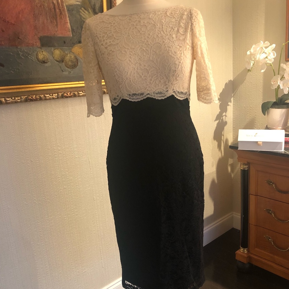 Betsy Johnson color block black lace dress Sz 6